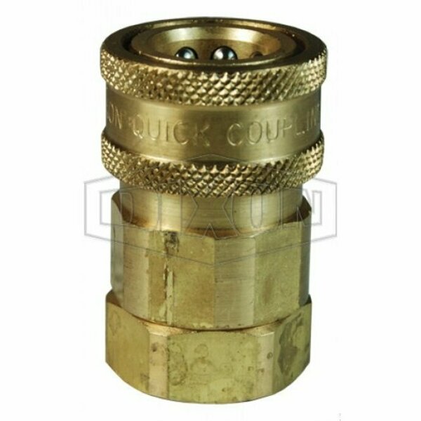 Dixon Snap-Tite by  H Series Interchange Valved Quick Connect Coupling, 1/2-14 Nominal, FNPT, Brass, Domes 4VF4-B